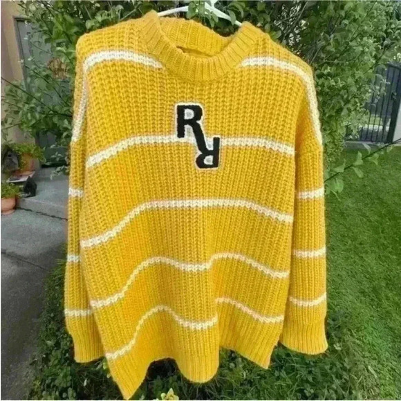 Peacebird - Mustard Yellow/White Striped
Oversized Sweater- Medium-EUC! - Picture 1 of 6